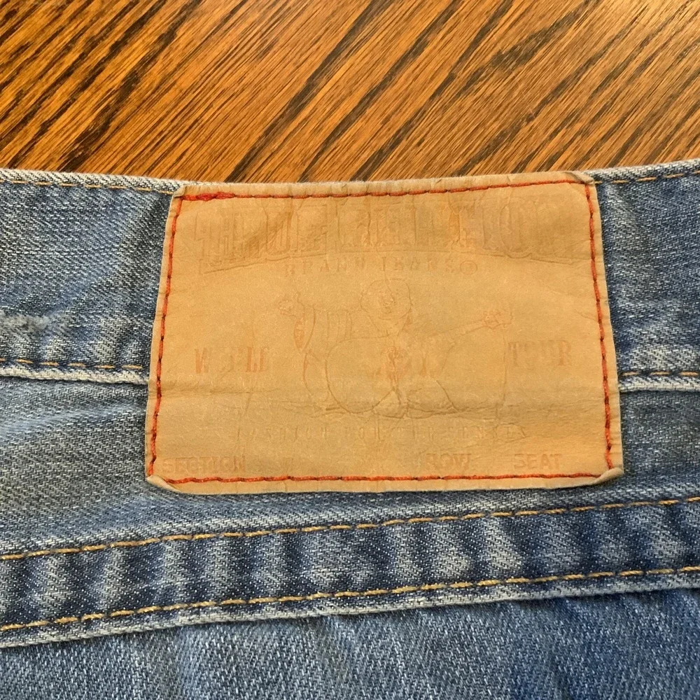 Vintage True Religion Jeans 34x33‎ Made in USA Medium Wash Denim Flared Fit 90s